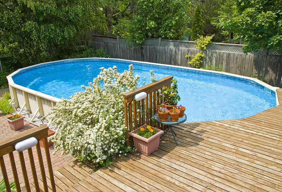 Above Ground Pool With A New Deck, Deck Construction Around Above Ground Pool